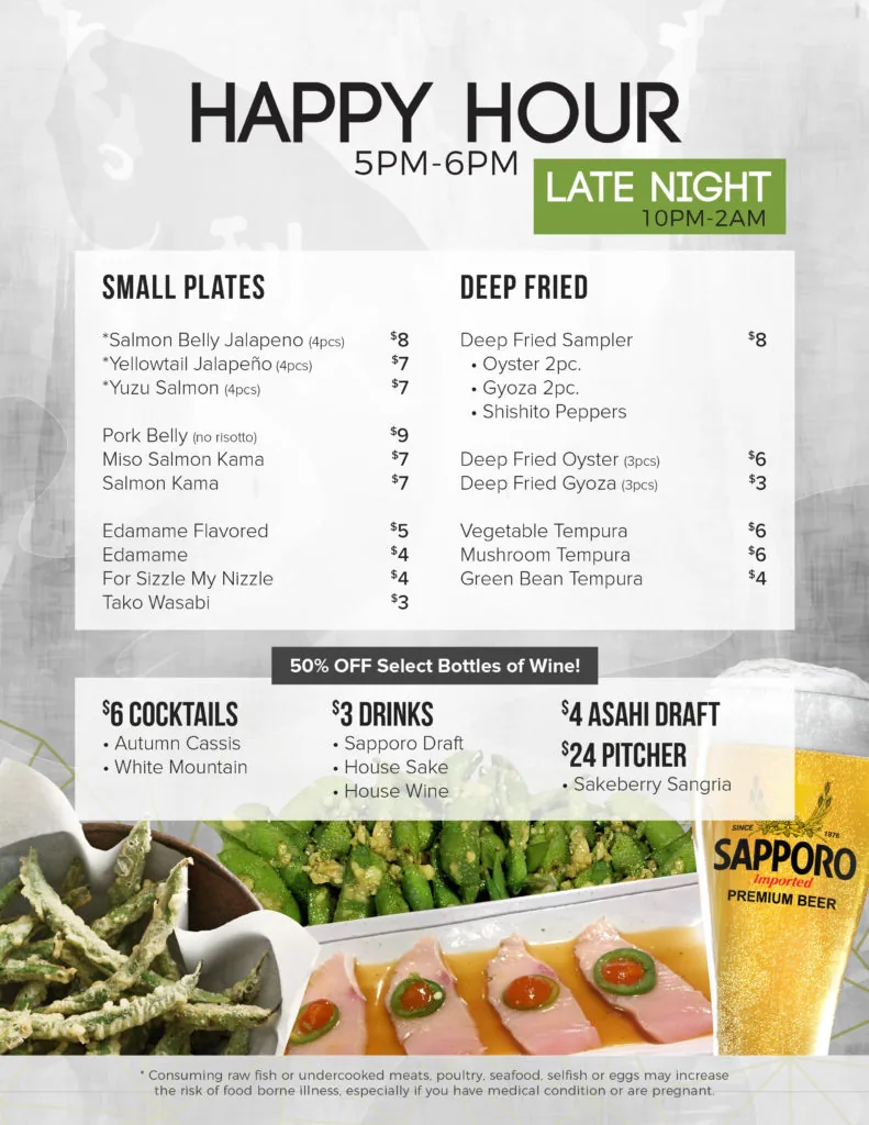 Happy Hour Menu — Front