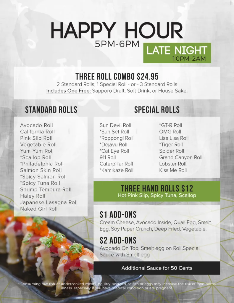 Happy Hour Menu — Reverse